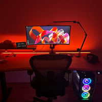 Rohový výškově nastavitelný stůl s epoxidovým LED osvětlením 14