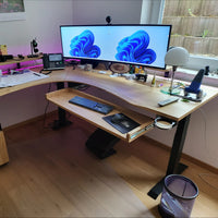 Rohový výškově nastavitelný stůl s epoxidovým LED osvětlením 18