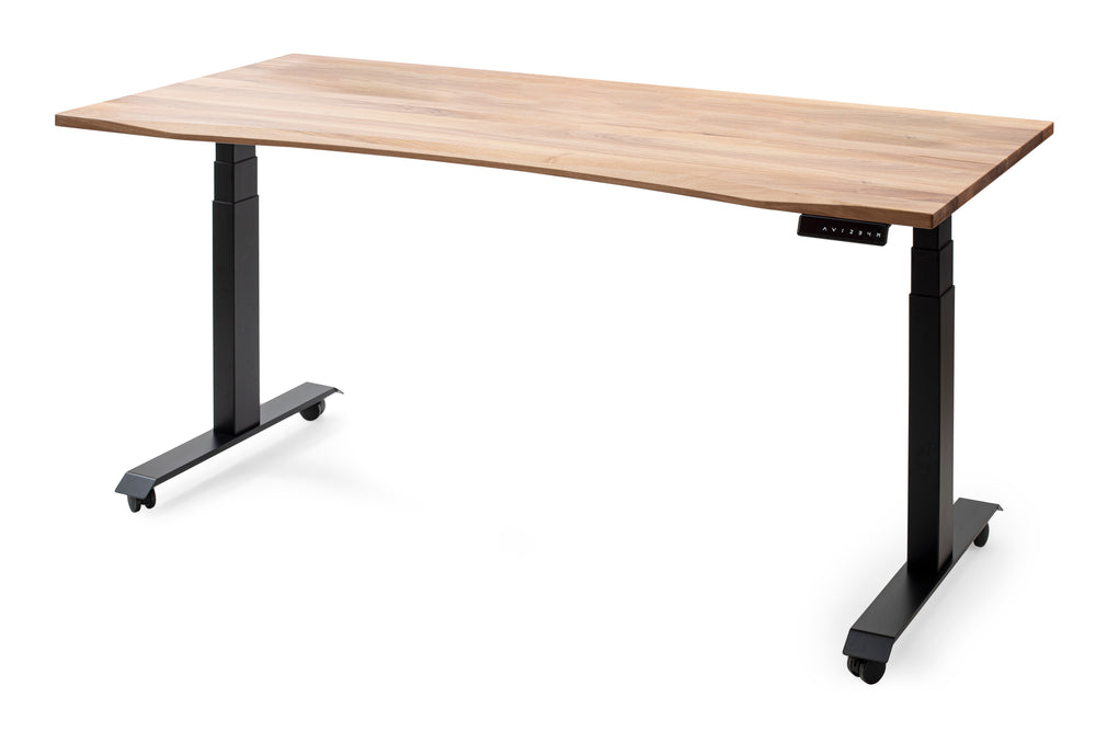 Höhenverstellbarer Massivholz Schreibtische mit Kabelmanagement - Klassischer ErgoHide Tisch