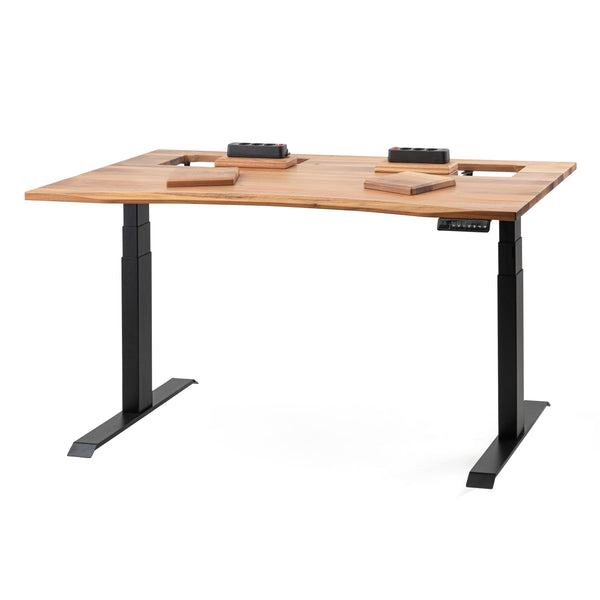 Diófa állítható magasságú asztal kibővített kábelmenedzsmenttel