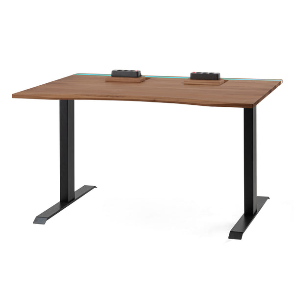 Massief houten walnoot bureau met kabelmanagement en epoxy LED-verlichting