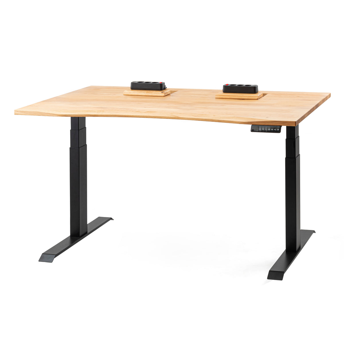 Oak standing desk with cable management unit