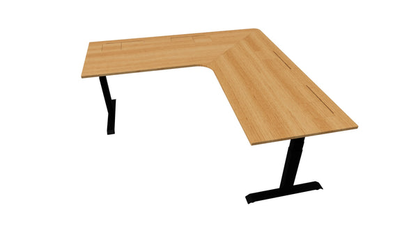 L-Form Schreibtisch aus Massivholz (Eiche, Walnuss) | ErgoHide